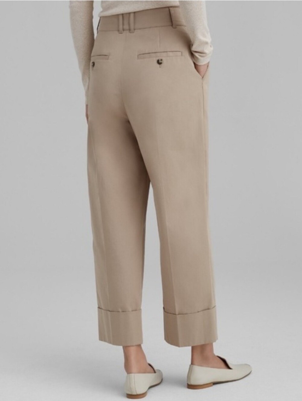 Club Monaco Cuffed Chino Pleated Wide Leg Pants Khaki Camel Size 8 - Picture 2 of 16